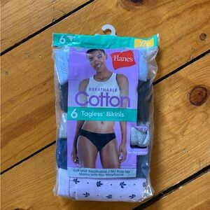 Hanes tagless bikini cotton underwear size 7/L - 5 pair NWT